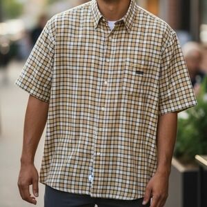 Vintage Phat Farm Mens Plaid Short Sleeve Button Up Shirt Size XLarge Casual S